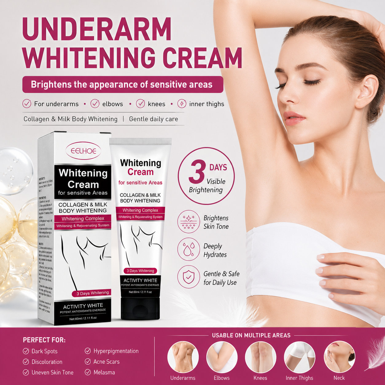 Dark Spot Brightening Cream | Underarms, Knees & Elbows