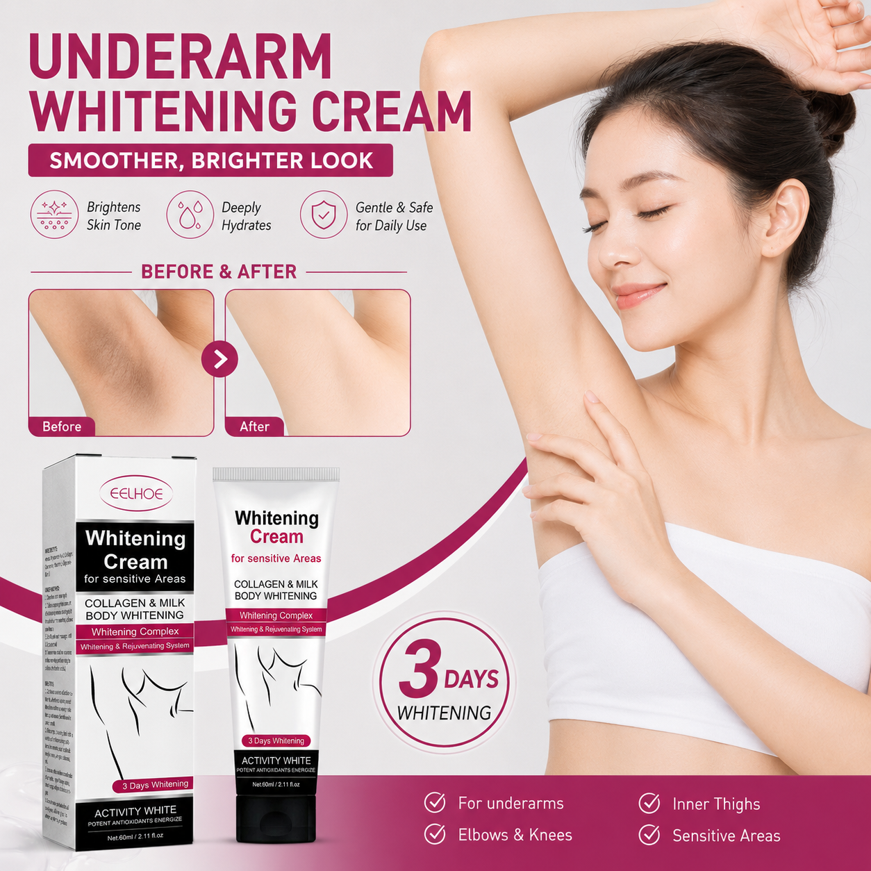 Dark Spot Brightening Cream | Underarms, Knees & Elbows